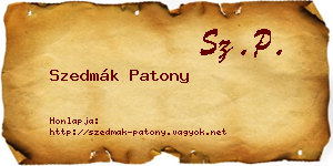 Szedmák Patony névjegykártya